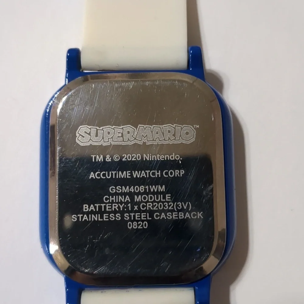 Super Mario Bros Digital Watch Unisex Blue Stainless Steel Rubber Band